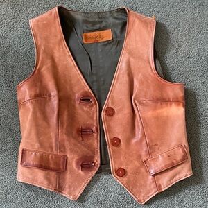 American Vintage Brown Leather Vest
